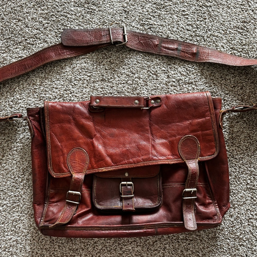 Genuine leather laptop bag